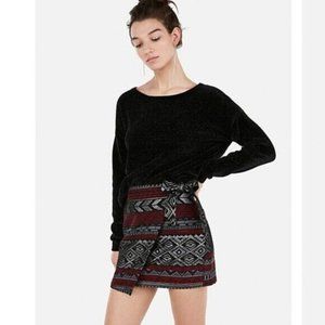 Express Skirt Wrap Side Tie Mini Red Black Tribal Aztec Southwest NWT
